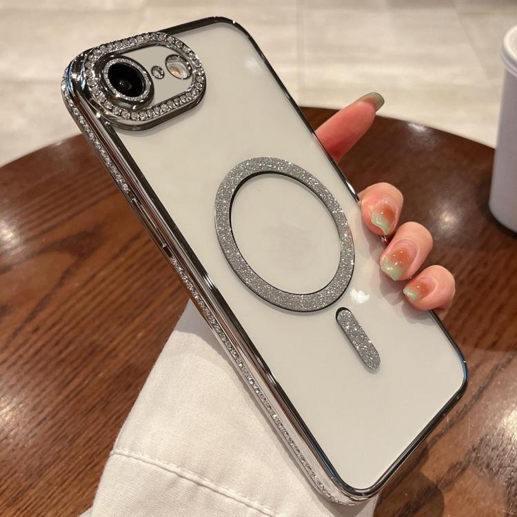 For iPhone 16e Diamond Plated MagSafe TPU Phone Case(Silver)