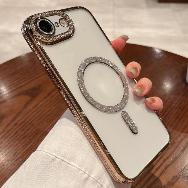 For iPhone 16e Diamond Plated MagSafe TPU Phone Case(Gold)