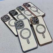 For iPhone 16 Plus Diamond Plated MagSafe TPU Phone Case(Black)