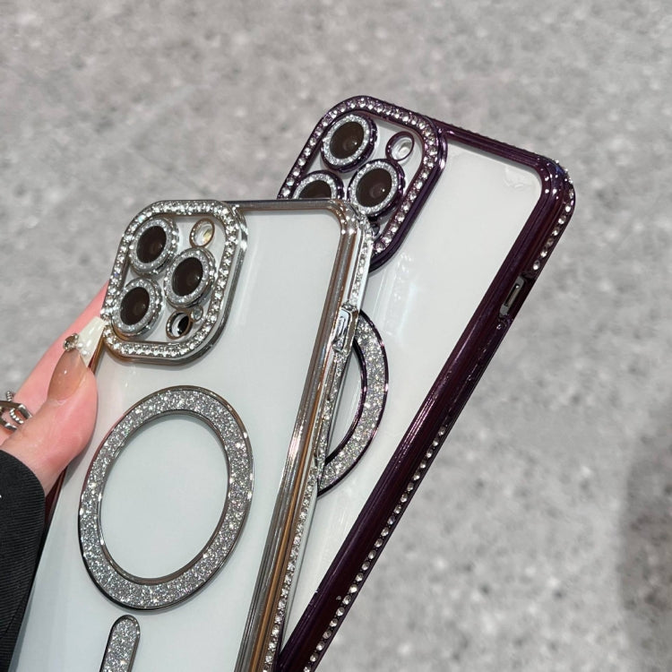 For iPhone 16 Plus Diamond Plated MagSafe TPU Phone Case(Silver)