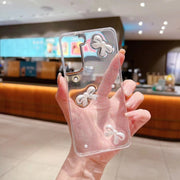 For Samsung Galaxy S25 Ultra 5G Pearl Bow Glitter Epoxy TPU Phone Case(Cross Knots)