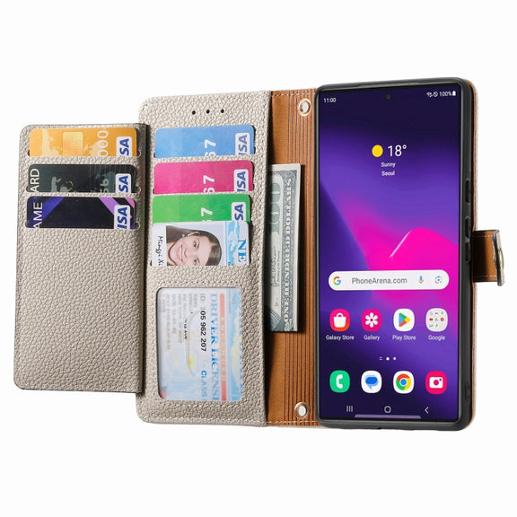 For Samsung Galaxy S24 Ultra 5G Love Zipper Lanyard Leather Phone Case(Gray)