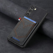 For Samsung Galaxy S25 5G Denim Texture Leather Skin Phone Case with Card Slot(Black)