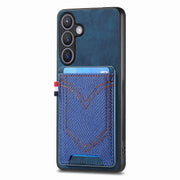 For Samsung Galaxy S25 5G Denim Texture Leather Skin Phone Case with Card Slot(Blue)