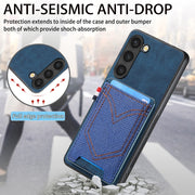 For Samsung Galaxy S25 5G Denim Texture Leather Skin Phone Case with Card Slot(Blue)