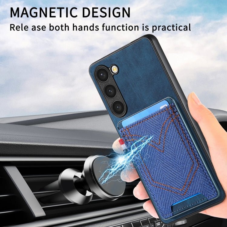 For Samsung Galaxy S25 5G Denim Texture Leather Skin Phone Case with Card Slot(Blue)