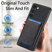 For Samsung Galaxy S25+ 5G Denim Texture Leather Skin Phone Case with Card Slot(Black)