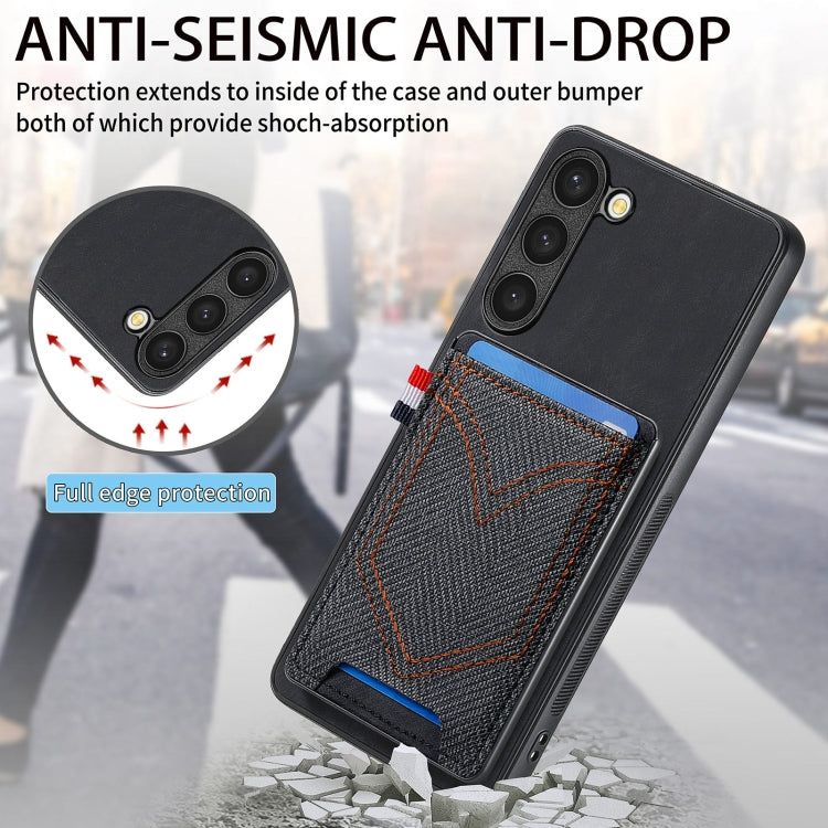For Samsung Galaxy S25 Ultra 5G Denim Texture Leather Skin Phone Case with Card Slot(Black)