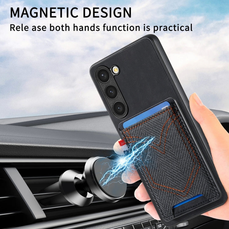 For Samsung Galaxy S25 Ultra 5G Denim Texture Leather Skin Phone Case with Card Slot(Black)