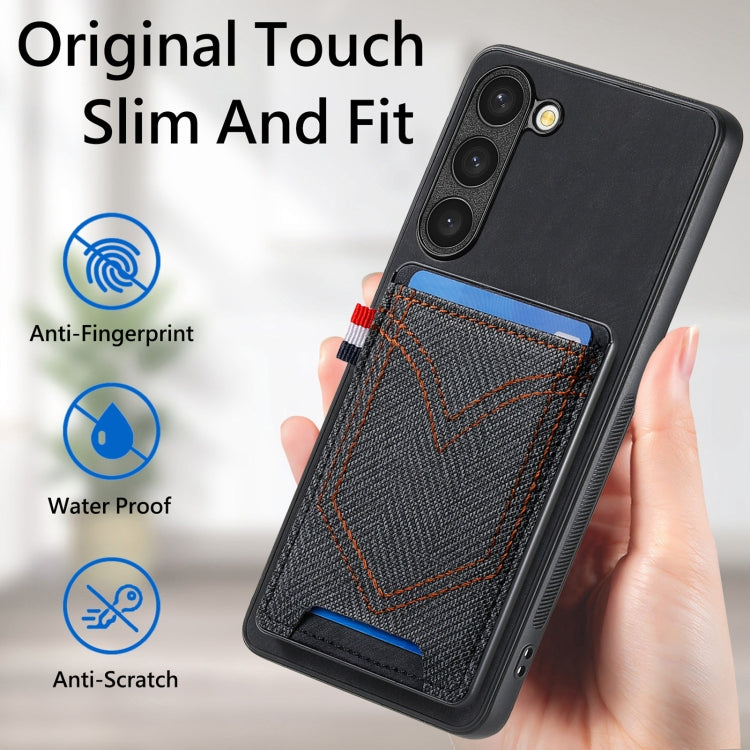 For Samsung Galaxy S25 Ultra 5G Denim Texture Leather Skin Phone Case with Card Slot(Black)