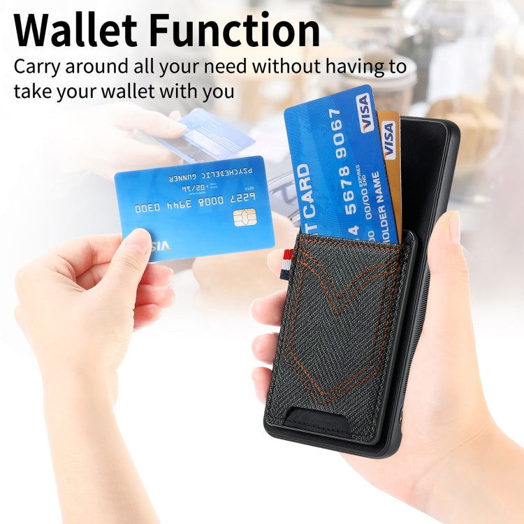 For Samsung Galaxy S25 Ultra 5G Denim Texture Leather Skin Phone Case with Card Slot(Black)