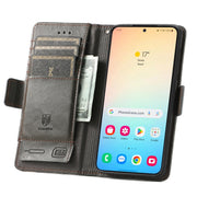 For Samsung Galaxy S25 5G CaseNeo Splicing Dual Magnetic Buckle Leather Phone Case(Gray)