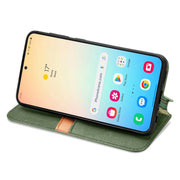 For Samsung Galaxy S25 5G Cubic Grid Pressed Magnetic Leather Phone Case(Green)