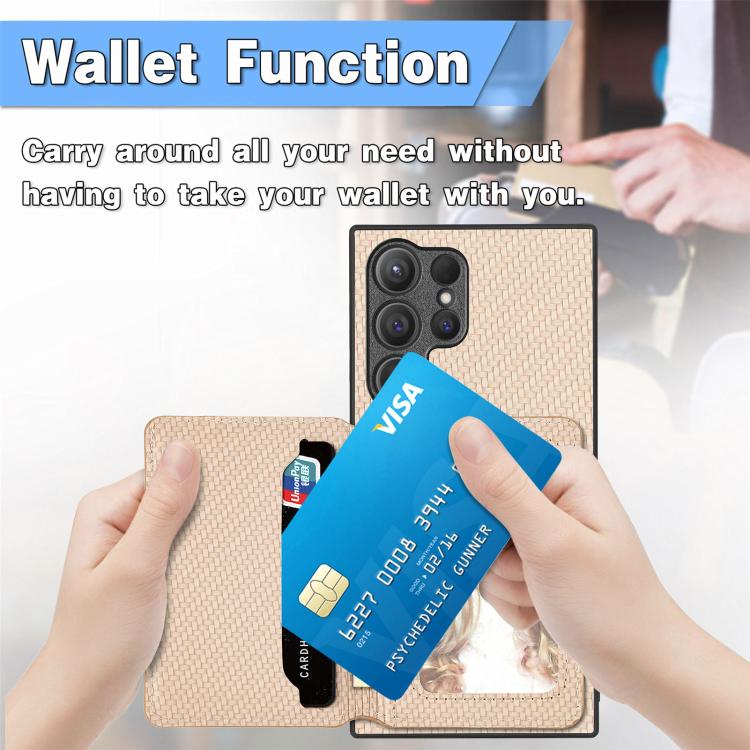 For Samsung Galaxy S25 Ultra 5G Carbon Fiber Magnetic Card Wallet RFID Blocking Phone Case(Green)