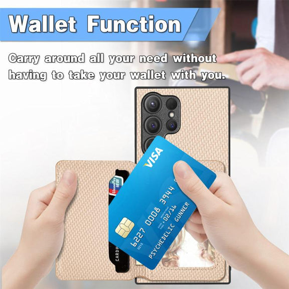 For Samsung Galaxy S25 Ultra 5G Carbon Fiber Magnetic Card Wallet RFID Blocking Phone Case(Green)