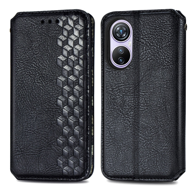 For Blackview A200 Pro Cubic Grid Pressed Magnetic Leather Phone Case(Black)