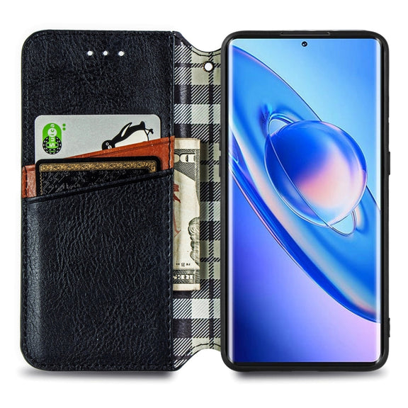 For Blackview A200 Pro Cubic Grid Pressed Magnetic Leather Phone Case(Black)