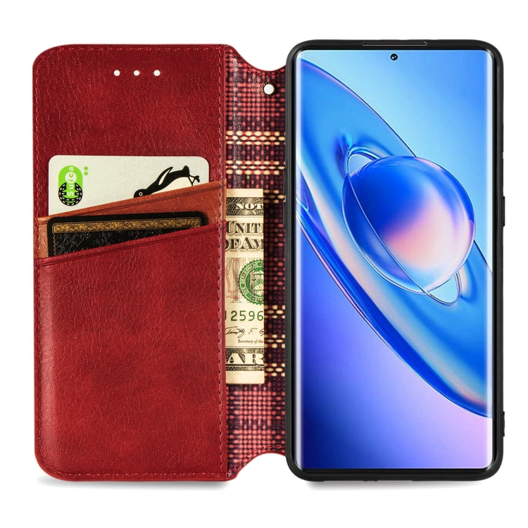 For Blackview A200 Pro Cubic Grid Pressed Magnetic Leather Phone Case(Red)