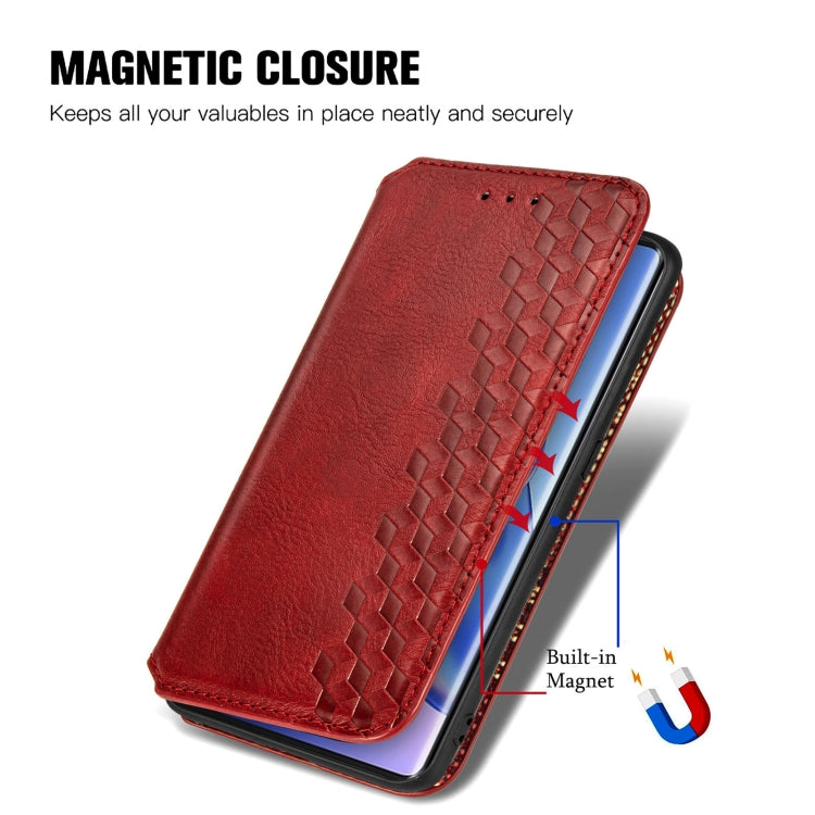 For Blackview A200 Pro Cubic Grid Pressed Magnetic Leather Phone Case(Red)