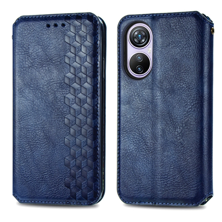 For Blackview A200 Pro Cubic Grid Pressed Magnetic Leather Phone Case(Blue)