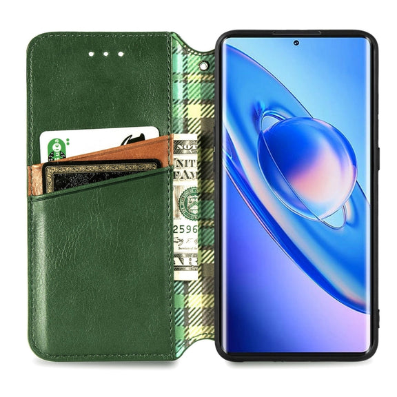 For Blackview A200 Pro Cubic Grid Pressed Magnetic Leather Phone Case(Green)