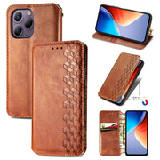 For Blackview A96 Cubic Grid Pressed Magnetic Leather Phone Case(Brown)