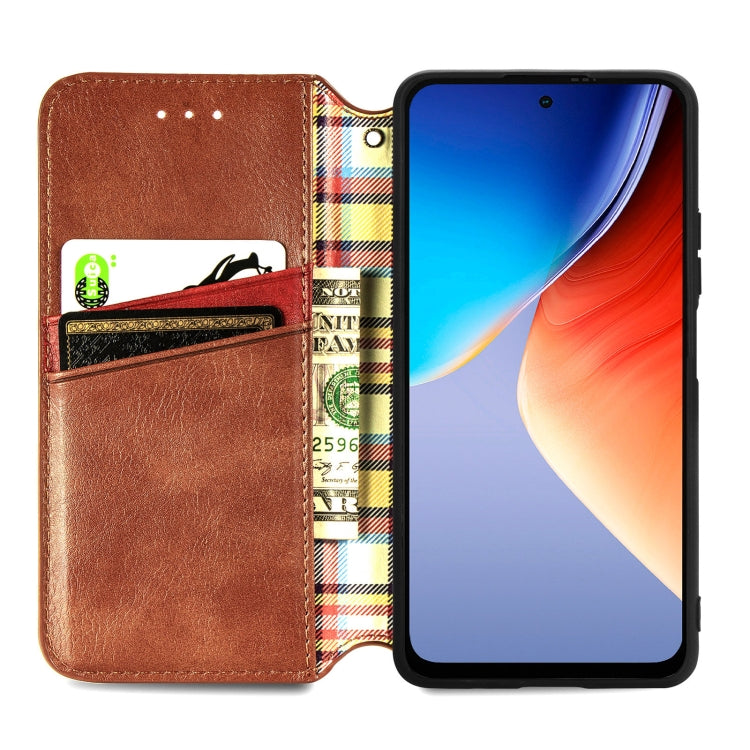 For Blackview A96 Cubic Grid Pressed Magnetic Leather Phone Case(Brown)