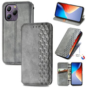 For Blackview A96 Cubic Grid Pressed Magnetic Leather Phone Case(Grey)