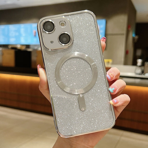 For iPhone 13 MagSafe Glitter Electroplating TPU Phone Case(Silver)