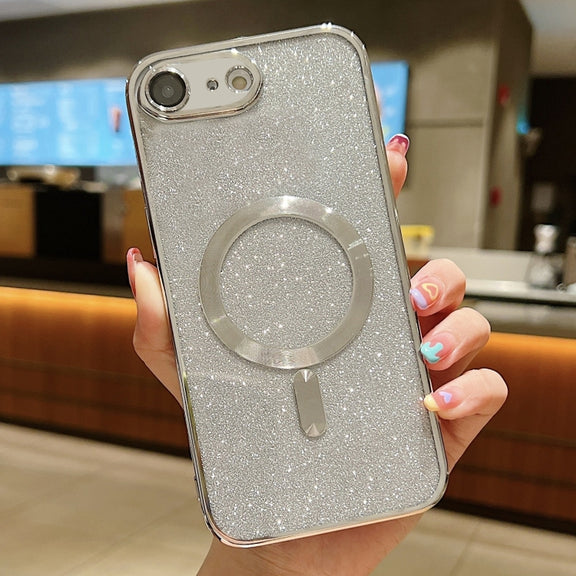 For iPhone SE 2022 / 7 / 8 MagSafe Glitter Electroplating TPU Phone Case(Silver)