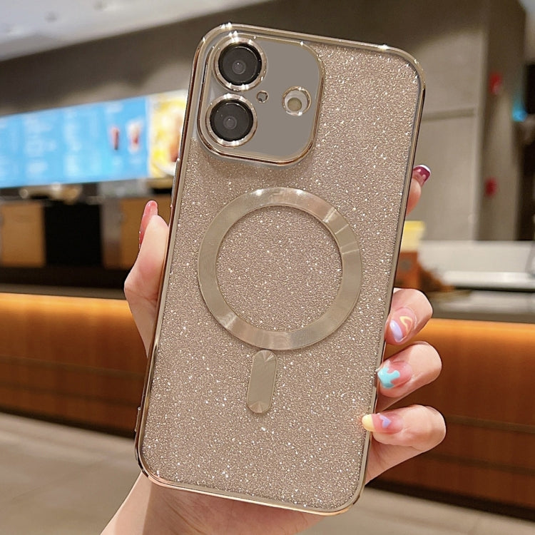 For iPhone 16 Glitter Electroplating MagSafe TPU Phone Case(Gold)
