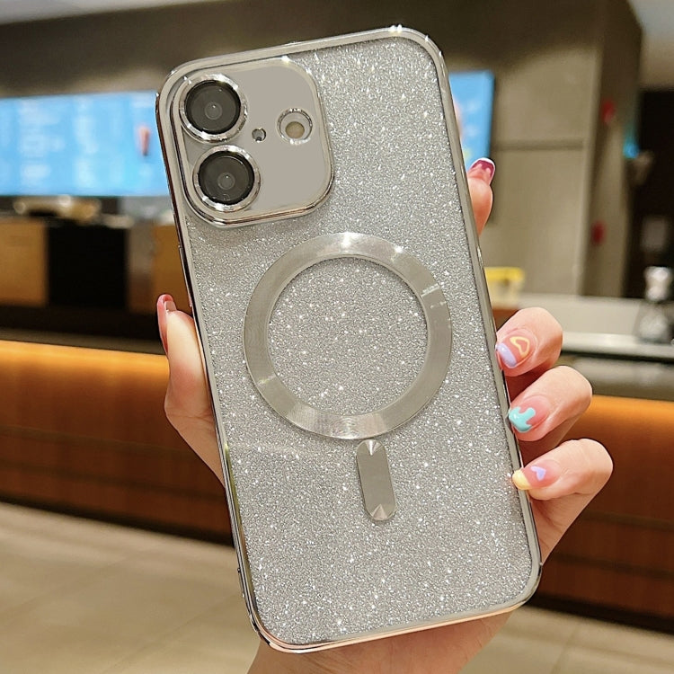 For iPhone 16 Glitter Electroplating MagSafe TPU Phone Case(Silver)