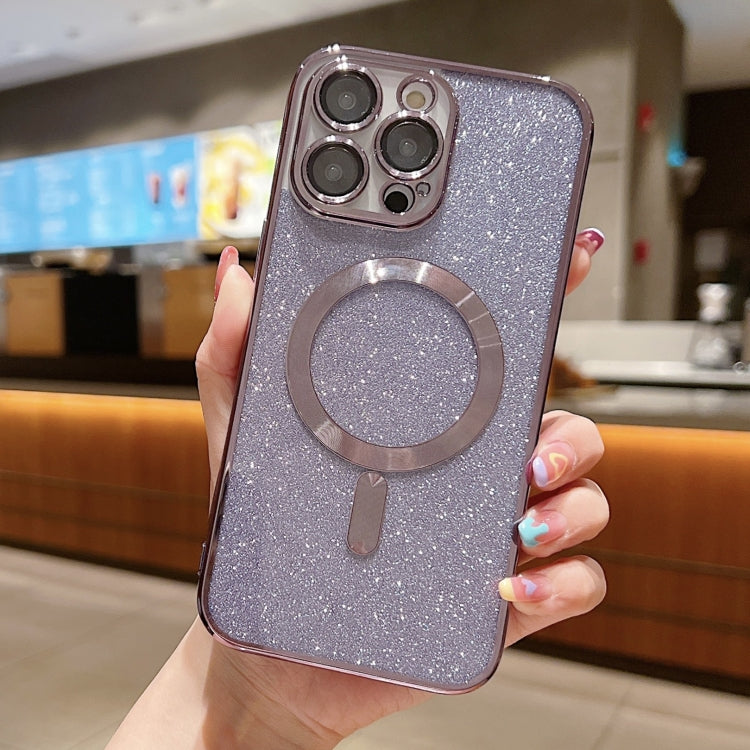 For iPhone 16 Pro Glitter Electroplating MagSafe TPU Phone Case(Purple)