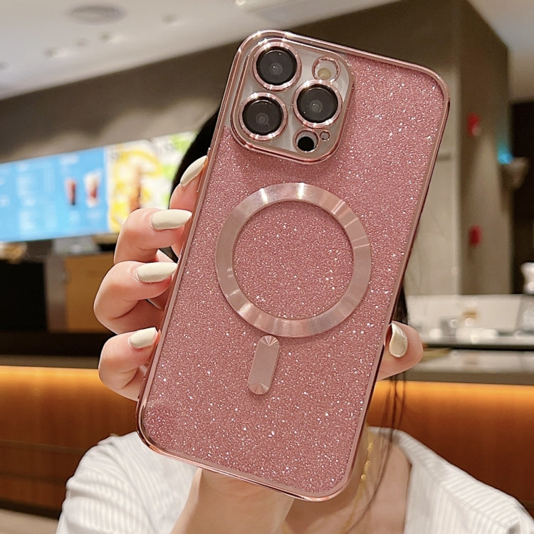 For iPhone 16 Pro Glitter Electroplating MagSafe TPU Phone Case(Rose  Gold)