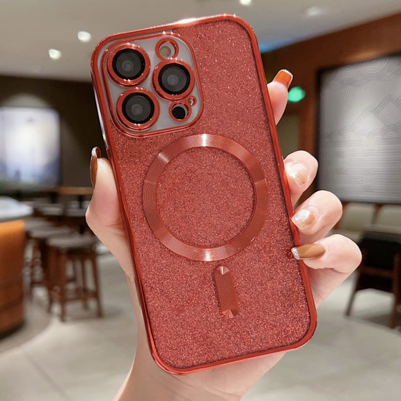 For iPhone 16 Pro Glitter Electroplating MagSafe TPU Phone Case(Red)