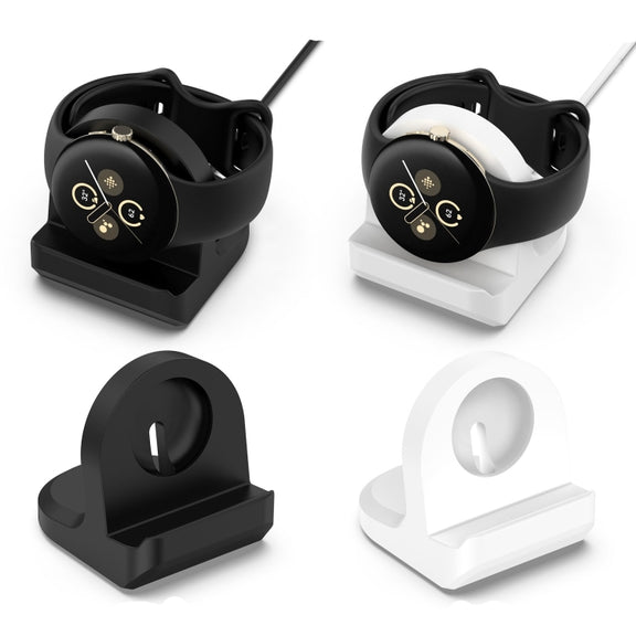 For Google Pixel Watch 2 Smart Watch Silicone Charging Bracket with Charger(Black)