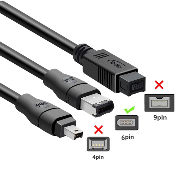 JUNSUNMAY Firewire IEEE 1394 6 Pin Male to USB 2.0 Male Adaptor Convertor Cable Cord, Length:1.8m