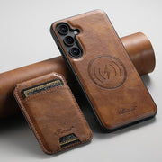 For Samsung Galaxy S25+ 5G Suteni H15  Oil Eax Leather Detachable Wallet Back Phone Case(Khaki)