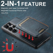 For Samsung Galaxy S25 5G Suteni H15  Oil Eax Leather Detachable Wallet Back Phone Case(Blue)