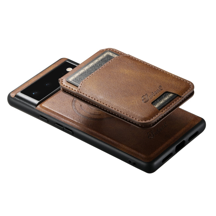 For Google Pixel 6 Suteni H15 Oil Eax Leather Detachable Wallet Back Phone Case(Khaki)