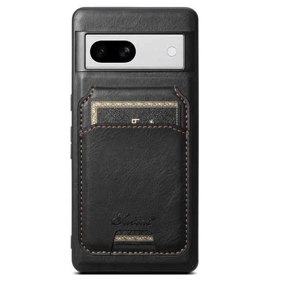 For Google Pixel 8a Suteni H15 Oil Eax Leather Detachable Wallet Back Phone Case(Black)