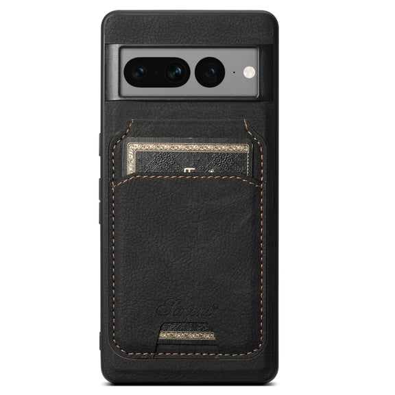 For Google Pixel 7a Suteni H16 Litchi Texture Leather Detachable Wallet Back Phone Case(Black)