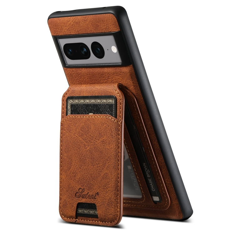For Google Pixel 7a Suteni H16 Litchi Texture Leather Detachable Wallet Back Phone Case(Khaki)