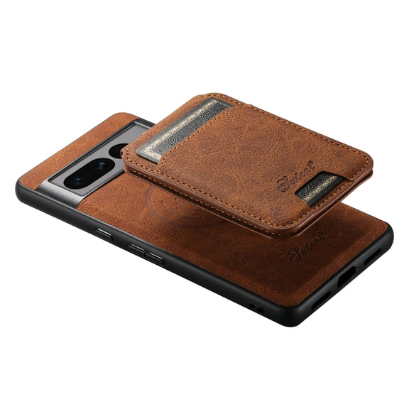 For Google Pixel 7a Suteni H16 Litchi Texture Leather Detachable Wallet Back Phone Case(Khaki)