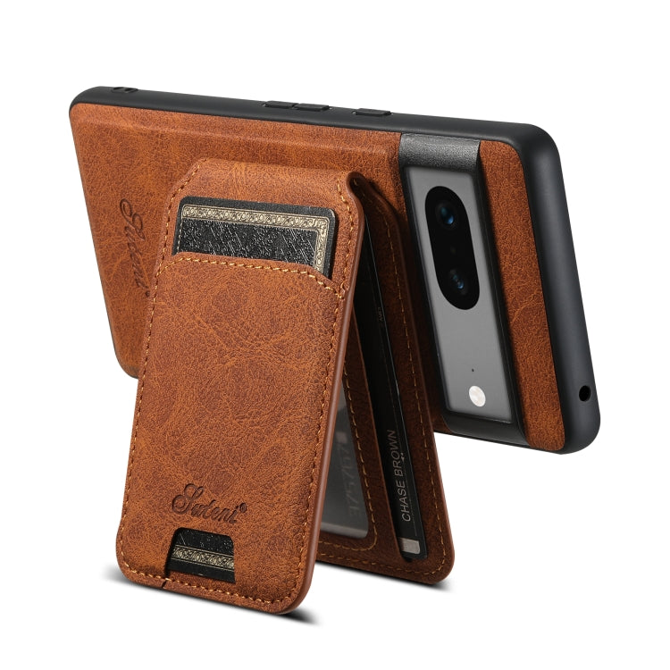 For Google Pixel 7 Suteni H16 Litchi Texture Leather Detachable Wallet Back Phone Case(Khaki)