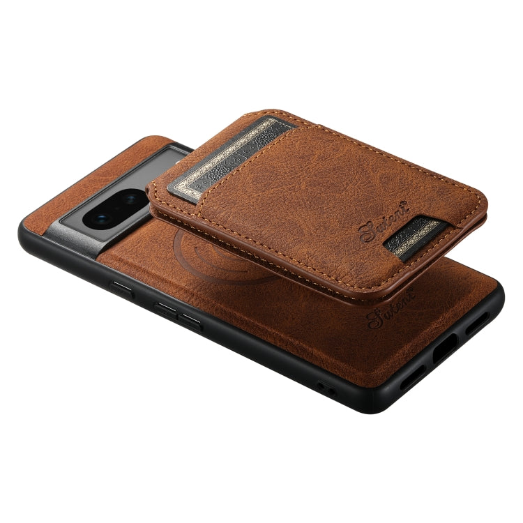 For Google Pixel 7 Suteni H16 Litchi Texture Leather Detachable Wallet Back Phone Case(Khaki)