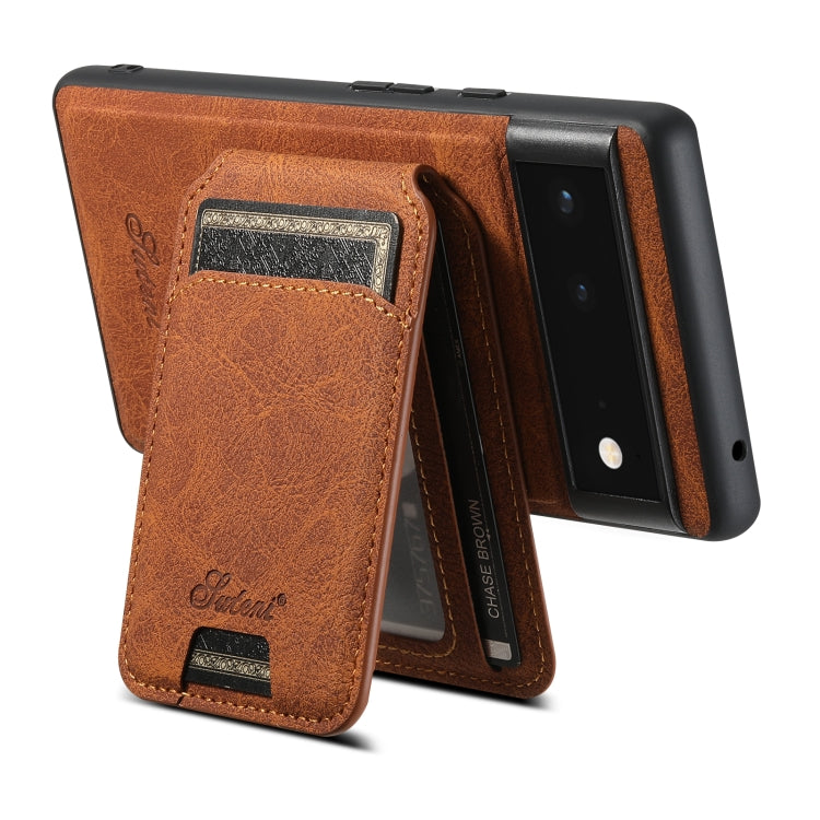 For Google Pixel 6 Pro Suteni H16 Litchi Texture Leather Detachable Wallet Back Phone Case(Khaki)