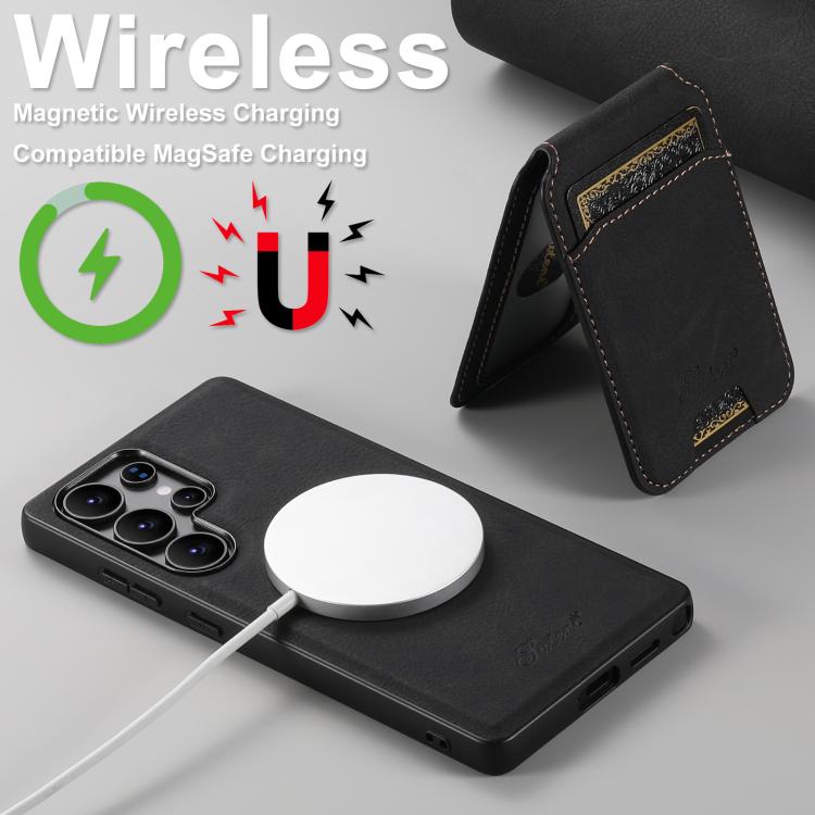 For Samsung Galaxy S25 5G Suteni H16 Litchi Texture Leather Detachable Wallet Back Phone Case(Black)