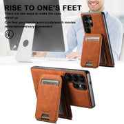 For Samsung Galaxy S25 5G Suteni H16 Litchi Texture Leather Detachable Wallet Back Phone Case(Khaki)