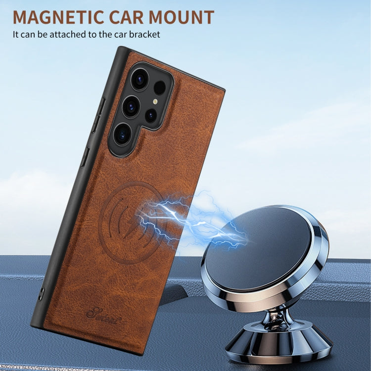 For Samsung Galaxy S24 Ultra 5G Suteni H16 Litchi Texture Leather Detachable Wallet Back Phone Case(Khaki)